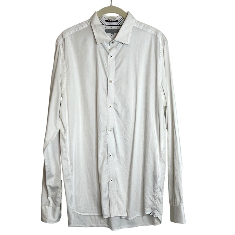 Ted Baker London Mens Dress Shirt Size 4 White Stretch Button Down
